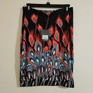 White Mark Feather Print Pencil Skirt NWT